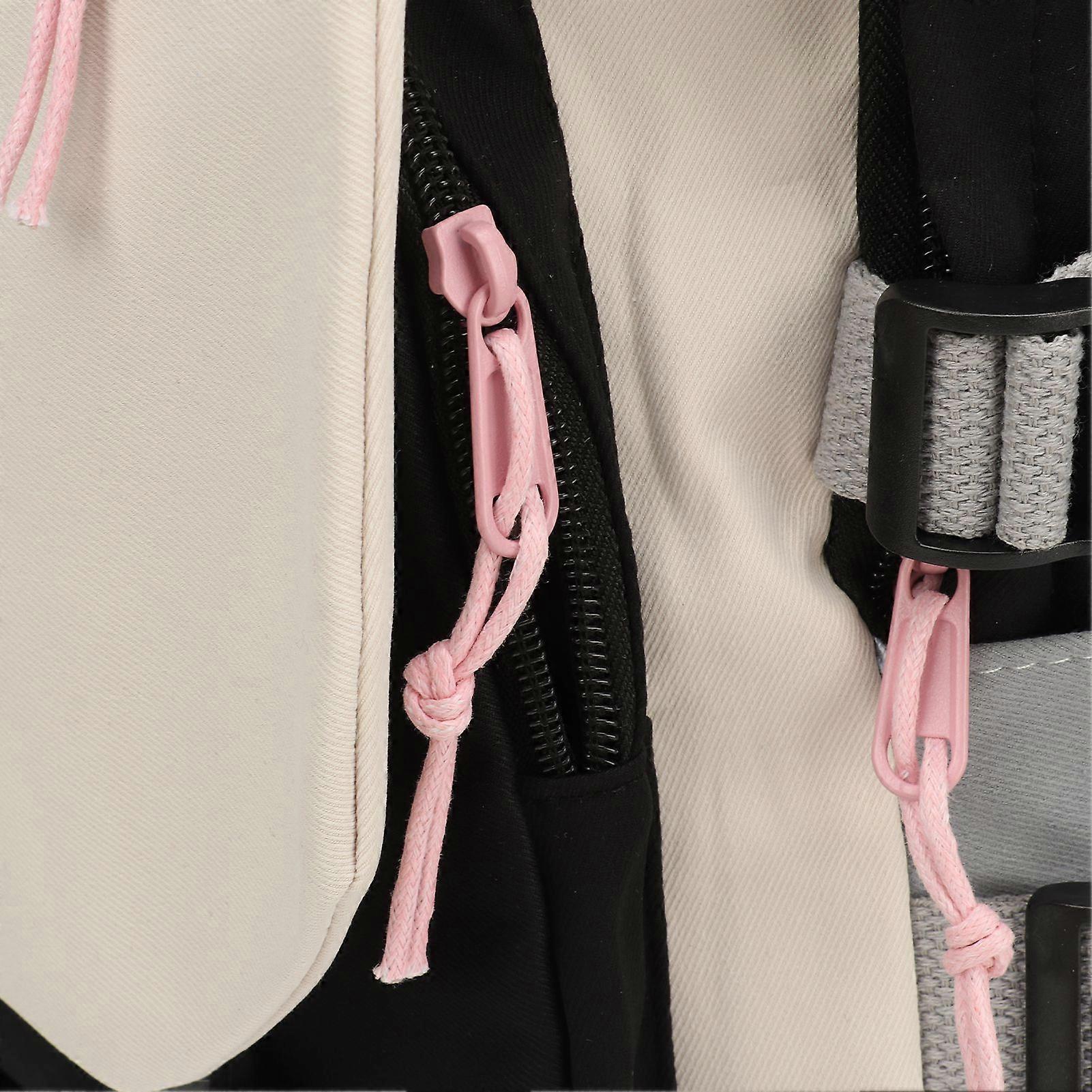 School Backpack Waterproof Spacious Interior Space Color Blocking Cute Aesthetic Bookbag with Accessories