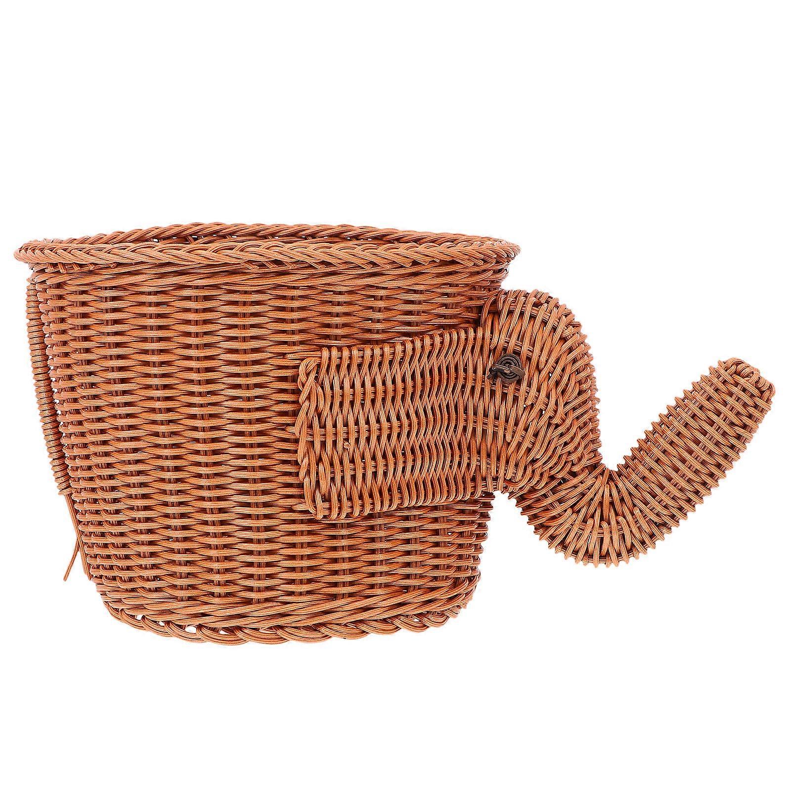 Elephant Shaped Basket for Storage Use Brown Synthetic Material with Good Load Bearing Capacity 1Pc