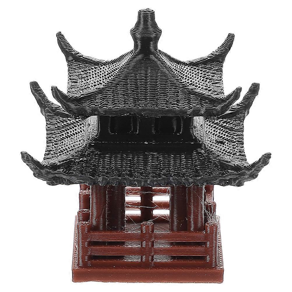 Traditional Chinese Pavilion Mini Bonsai Pavilion Landscape Design Home Decor Lightweight And Portable Light Brown 1Pcs
