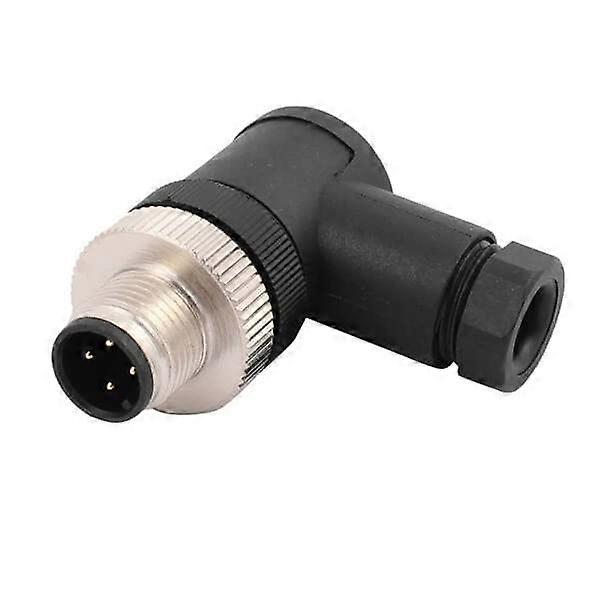 M12 4-Pin Male Aviation Plug A-Code Sensor Cable Thread Lock Right Angle IP67 Waterproof Outdoor Connector
