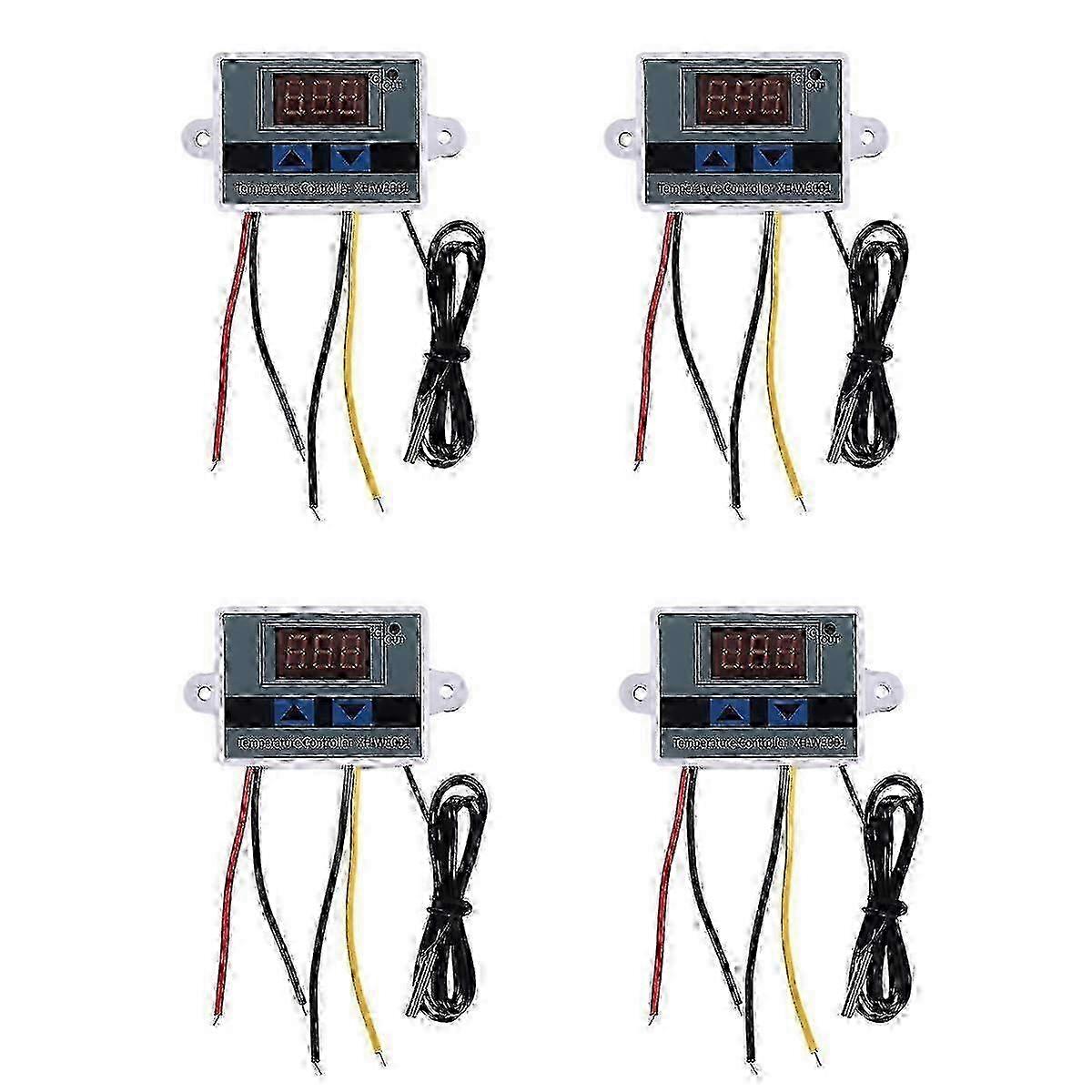 4Pcs 220V AC Digital LED Temperature Controller XH-W3001 for Incubator Cooling & Heating - Thermostat Switch Control System