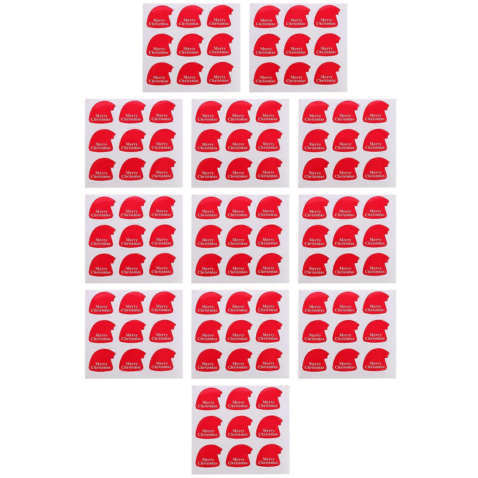 Christmas Sealing Stickers Red Xmas Hat Shape for Decoration 20 Sheets