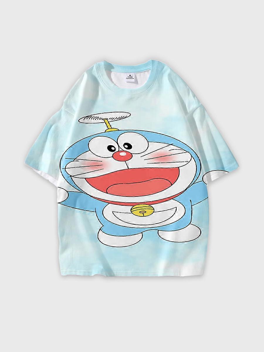 T-shirt round neck Cartoon Pattern loose short sleeve A79