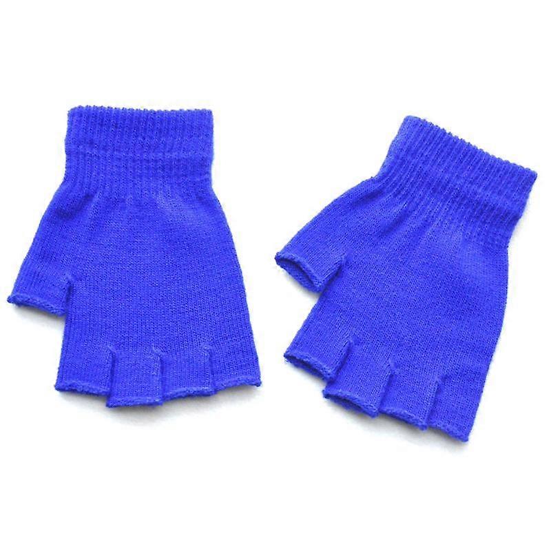 1 Pair Unisex Warm Soft Fingerless Half Finger Stretchy Knitted Gloves