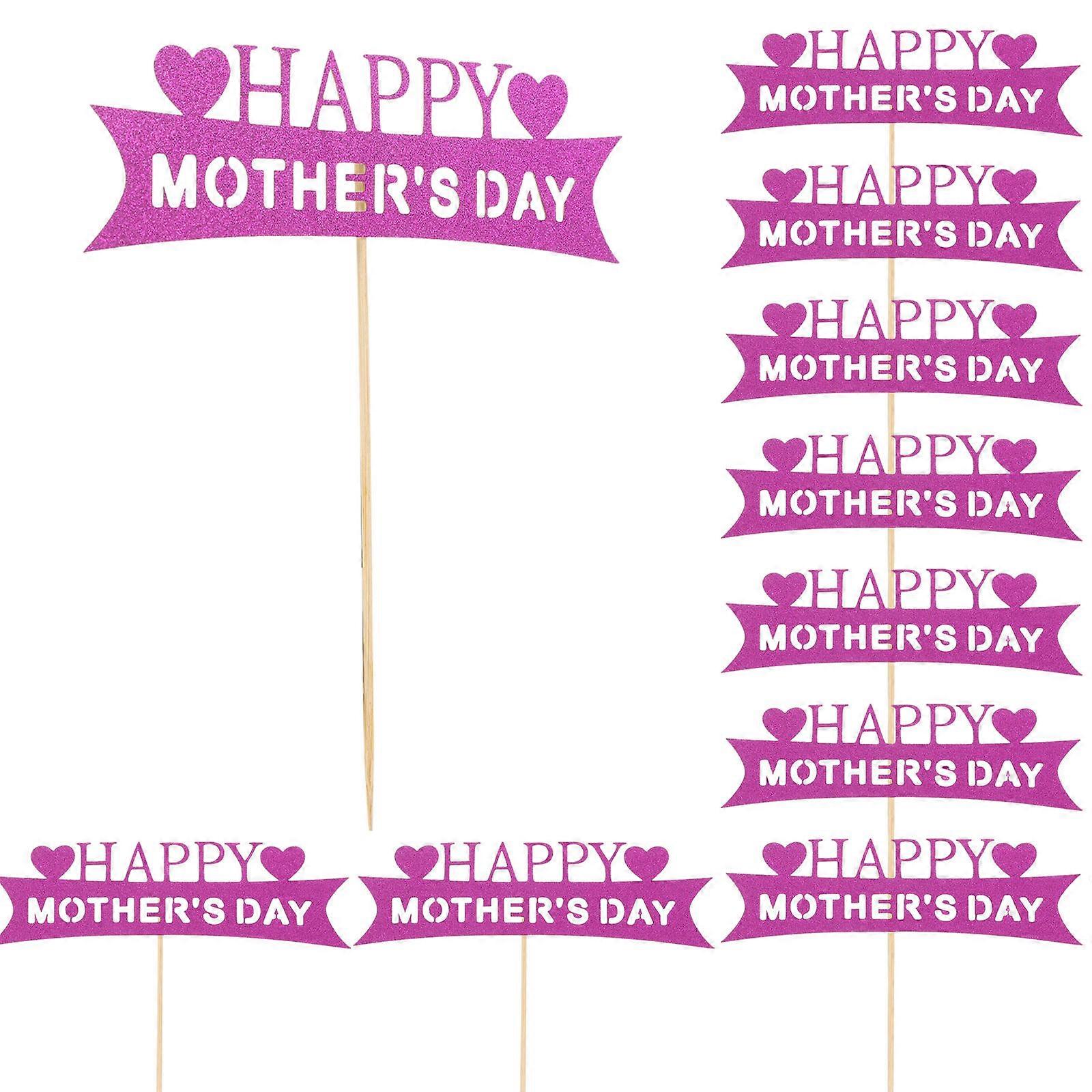 10pcs Happy Mother‘s Day Cake Pick Decor Paper Cupcake Topper Party Cake Insert Ornament