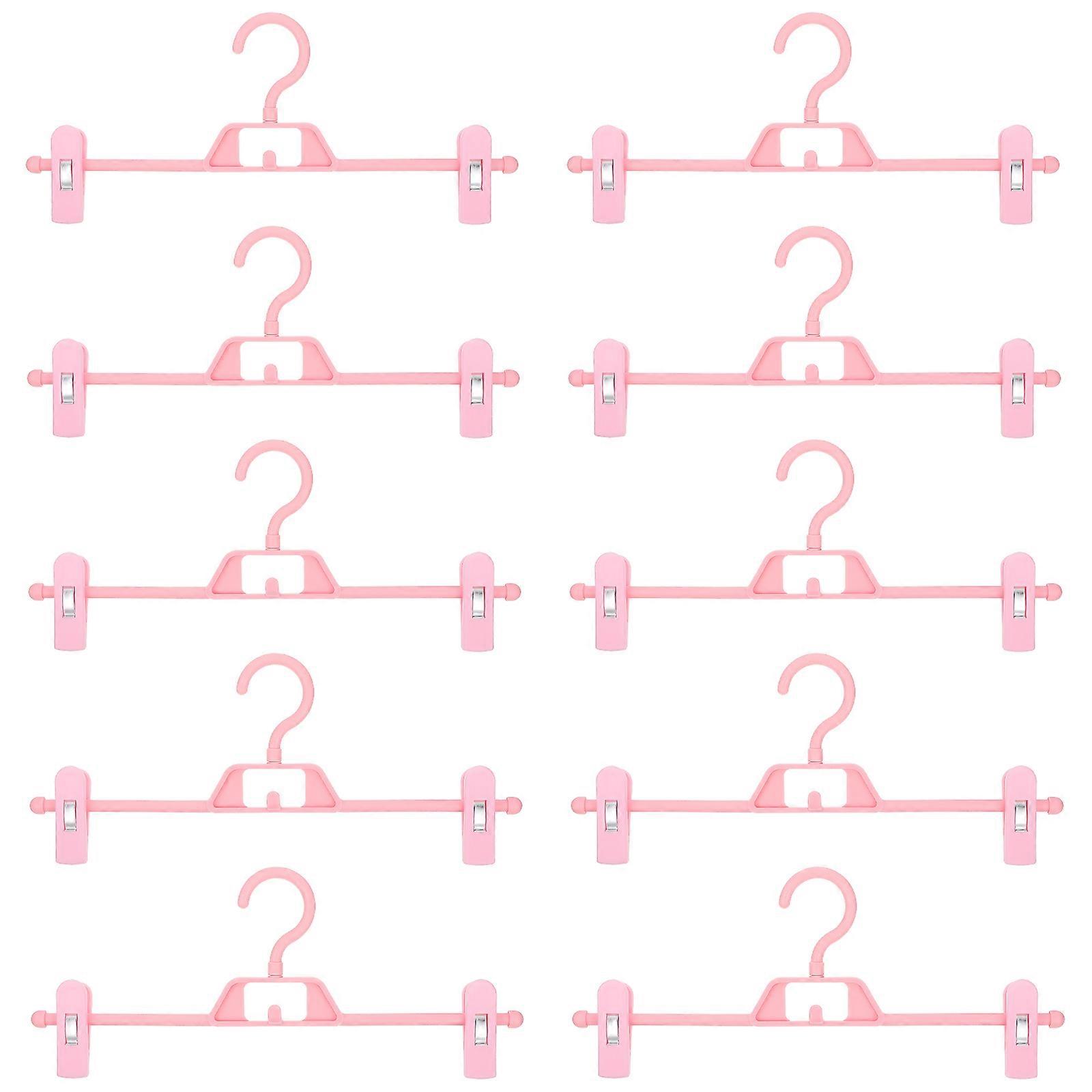 Plastic Hangers 10Pcs Adjustable Pants Clip Drying Rack For Household Users Pink Color Practical Design For Indoor Outdoor Use