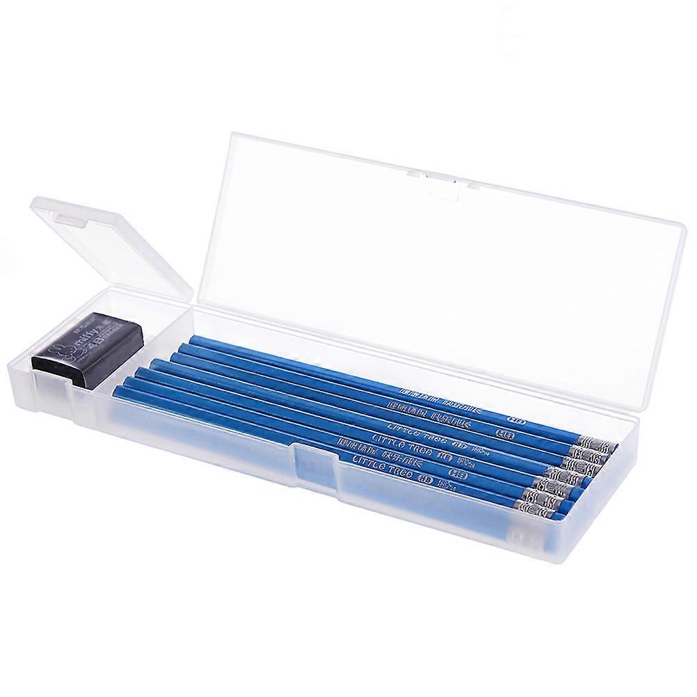 School Pencil Case Portable Office Organizer Students Everyday Plastic Material Scratch Resistance 24*7*2.5CM 2Pcs