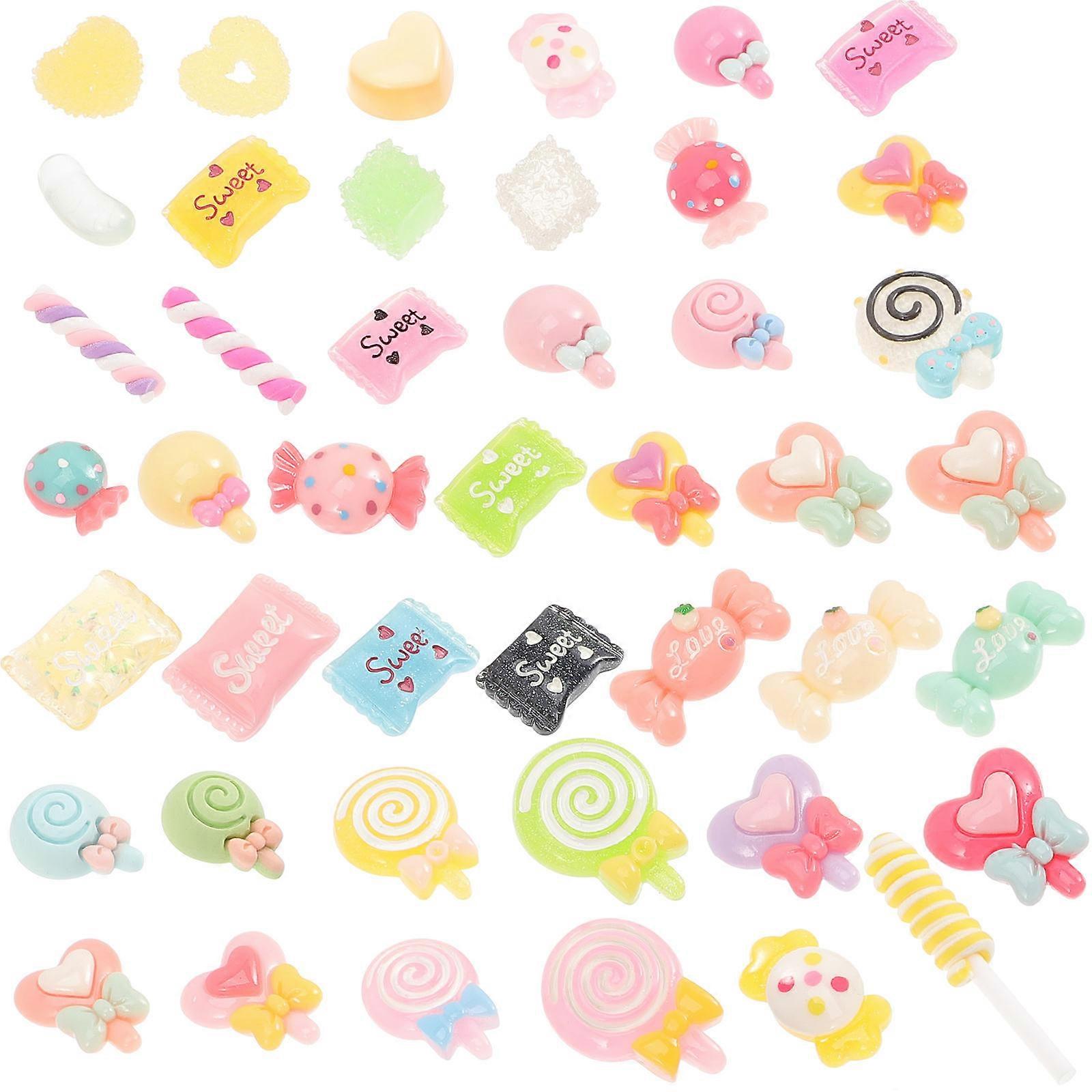 مصاصة على شكل ملحقات الراتنج 50 قطعة DIY الهاتف قذيفة الديكور مثالية للأطفال والنساء