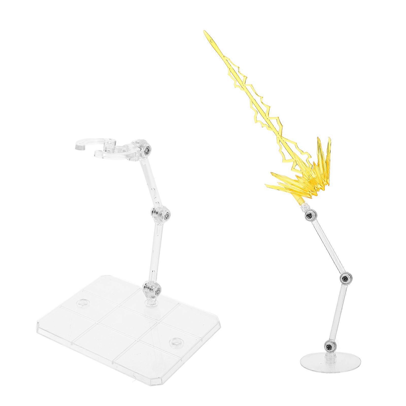 Adjustable Action Figure Display Holder With Special Effect Piece For Model Figures 2Pcs Yellow