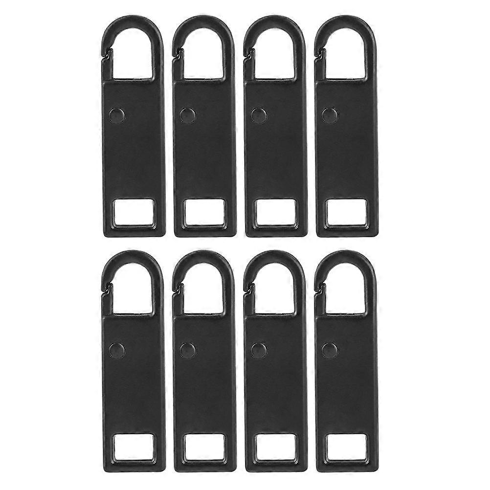 Backpack Zipper Pull 8Pcs DIY Accessories For Clothing Adults Rectangular Black Precision Production