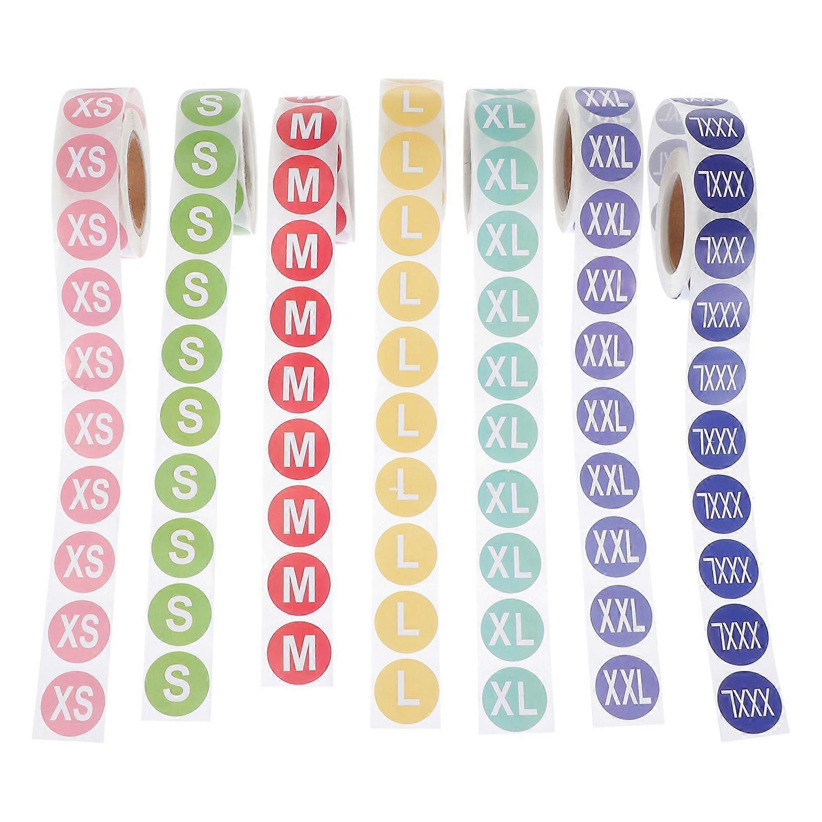7 Rolls of Clothes Size Sticker Round Label Practical Apparel Size Labeling