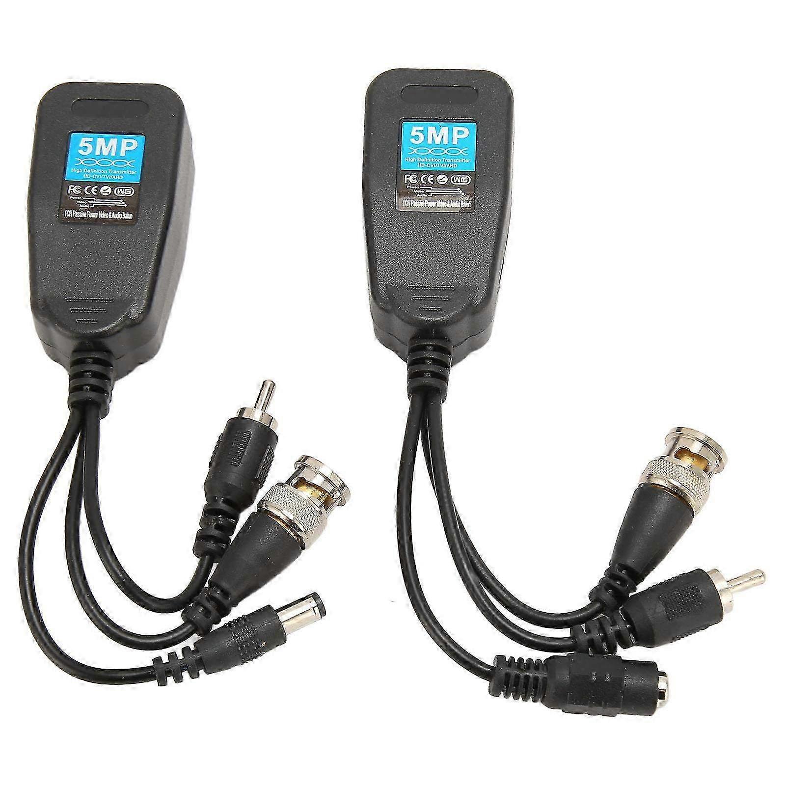 4K CVI TVI AHD Video Balun Transceiver with Power Connector - Passive BNC Video Balun & Twisted Pair Video Transmitter for HD Surveillance