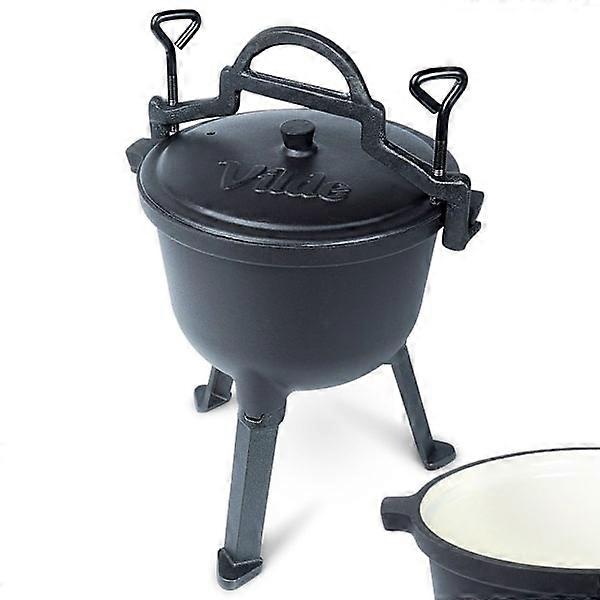 Enameled pot on legs with lid, 4L - Open fire