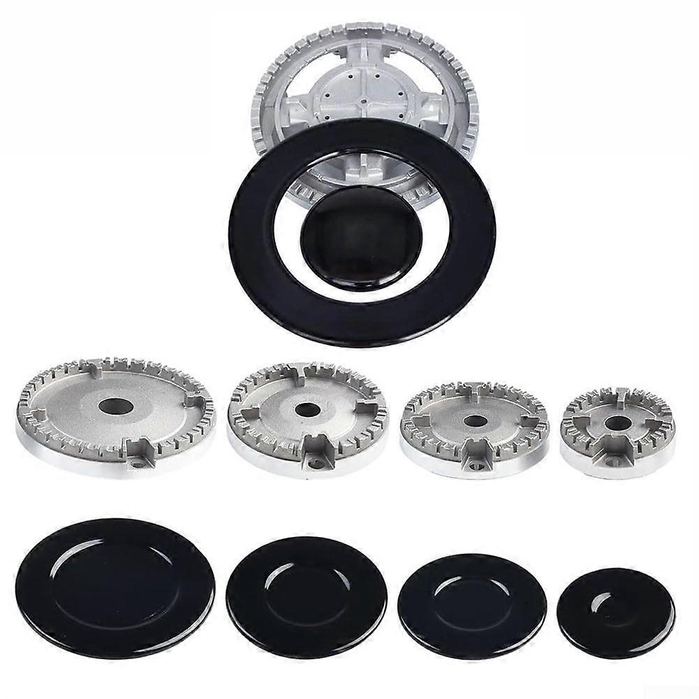 Flame cap set, metal gas stove cap set for stoves, crown flame, replacement part (concave)