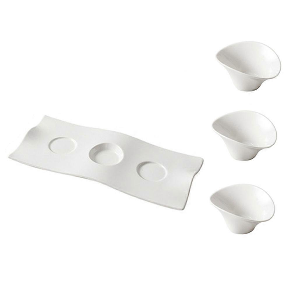 Ceramic Sauces Dish Set Ideal For Various Occasions Featuring Fashionable White Finish And Sized 31.5X13.8X6.5CM