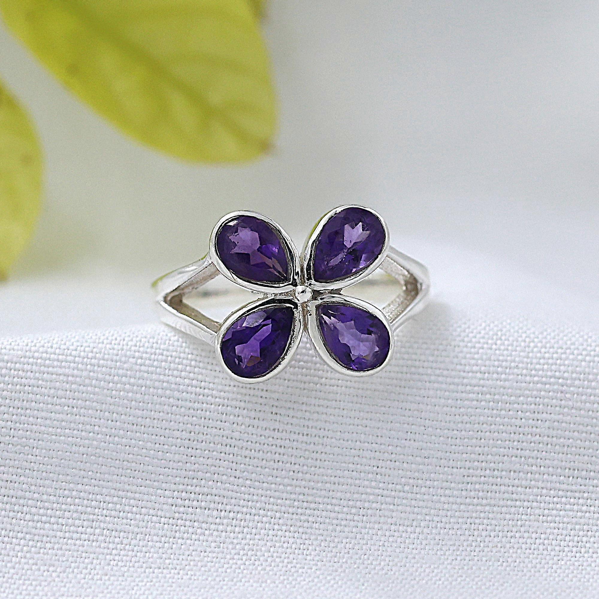 Ametista argento anello febbraio Birthstone 925 gioielli fatti a mano in argento sterling