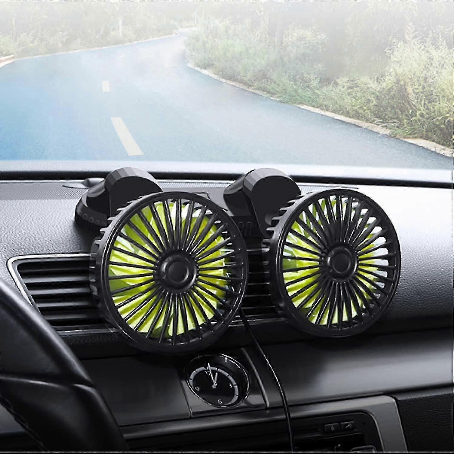 Ventola di raffreddamento per auto, motore brushless della ventola dell'aria di raffreddamento a doppia testa regolabile a 360 gradi Low Y