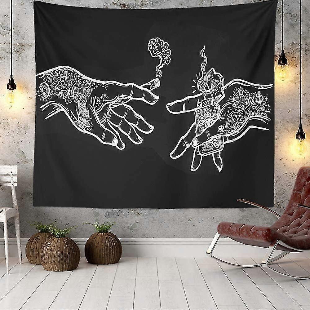 White and Black Floral Hands Wall Tapestry, Psychedelic Boho Novelty Tapestry,Fabric Decor(10075cm)