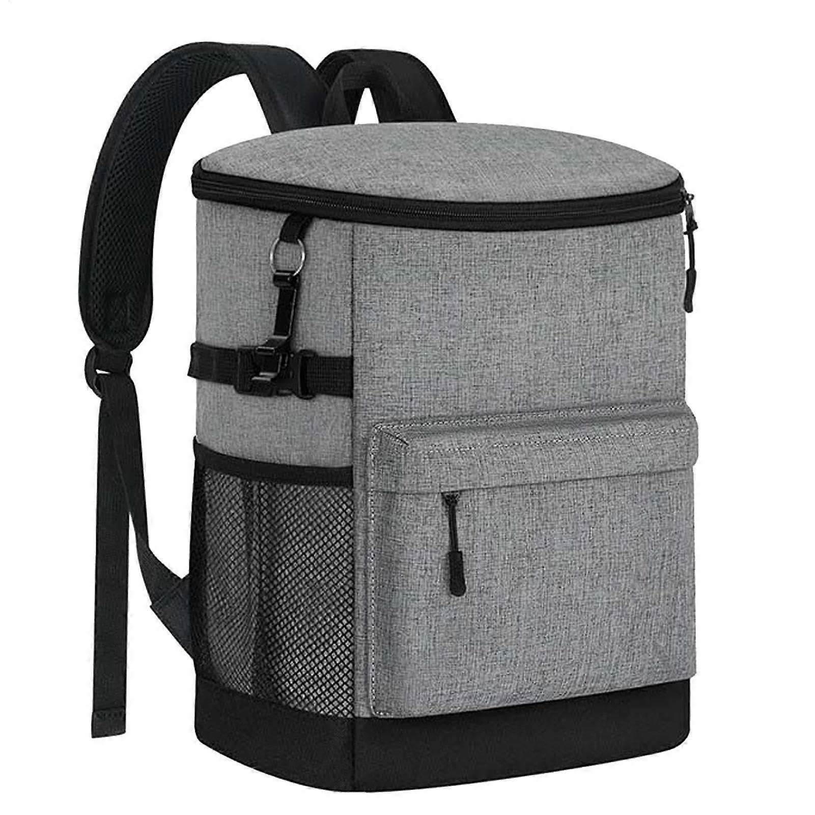 Insulated Backpack Cooler for Camping - Leak-Proof Design, Waterproof Lunch Bag, Grey, Ideal for Picnics and Work Trips
