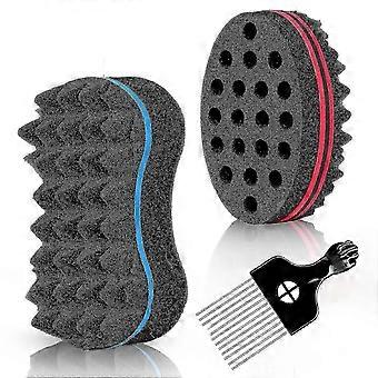 3pcs Hair Sponge Set, Curl Brush Sponge pour les cheveux Hommes Femmes, Twist Sponge pour Afro Curls