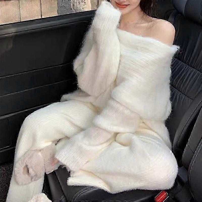 Bő hosszú ujjú kötött pulóver, lomha váll, nőknek