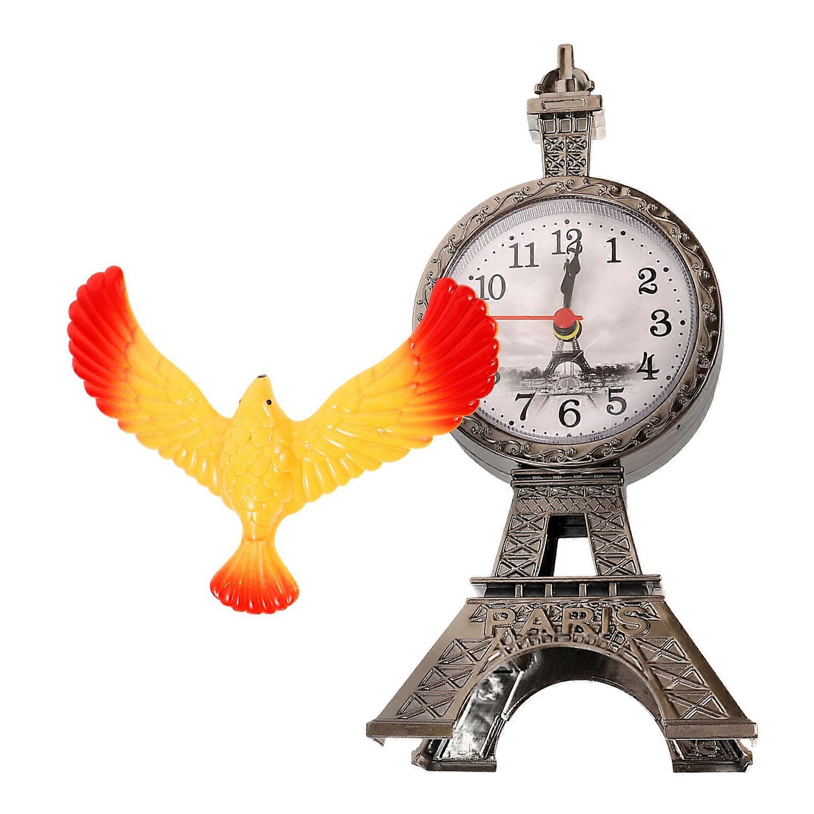Eiffel Tower Desk Clock Table Clock Living Room Decor Plastic Silver Alarm Function 1Pcs