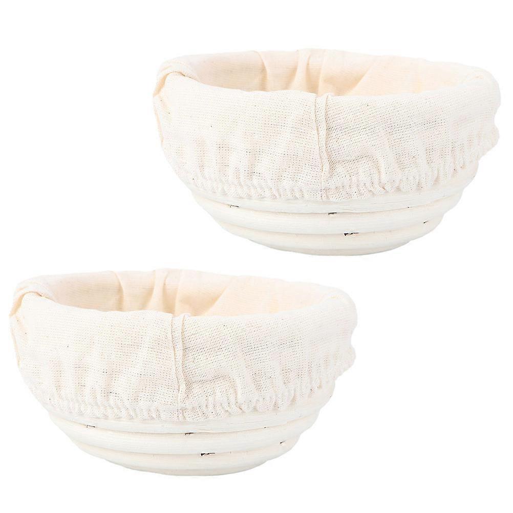 Basket Round Baking Basket for Kitchen Use Beige Rattan Material for Fermentation 2 Sets