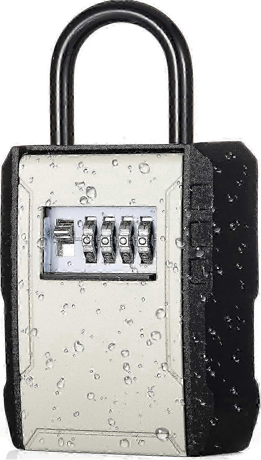 Large Outdoor Key Lock Box with Code, Portable & Mountable Safe for 10+ Keys in Grey