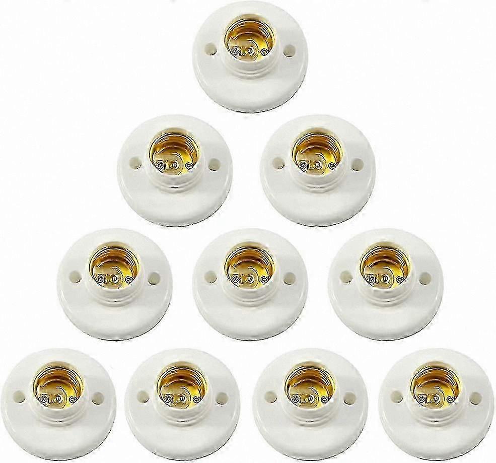 Plastic E27 Lamp Holder Adapter, 10 Pack Wall Mount Screw Socket for LED Bulb Base Converters hwy