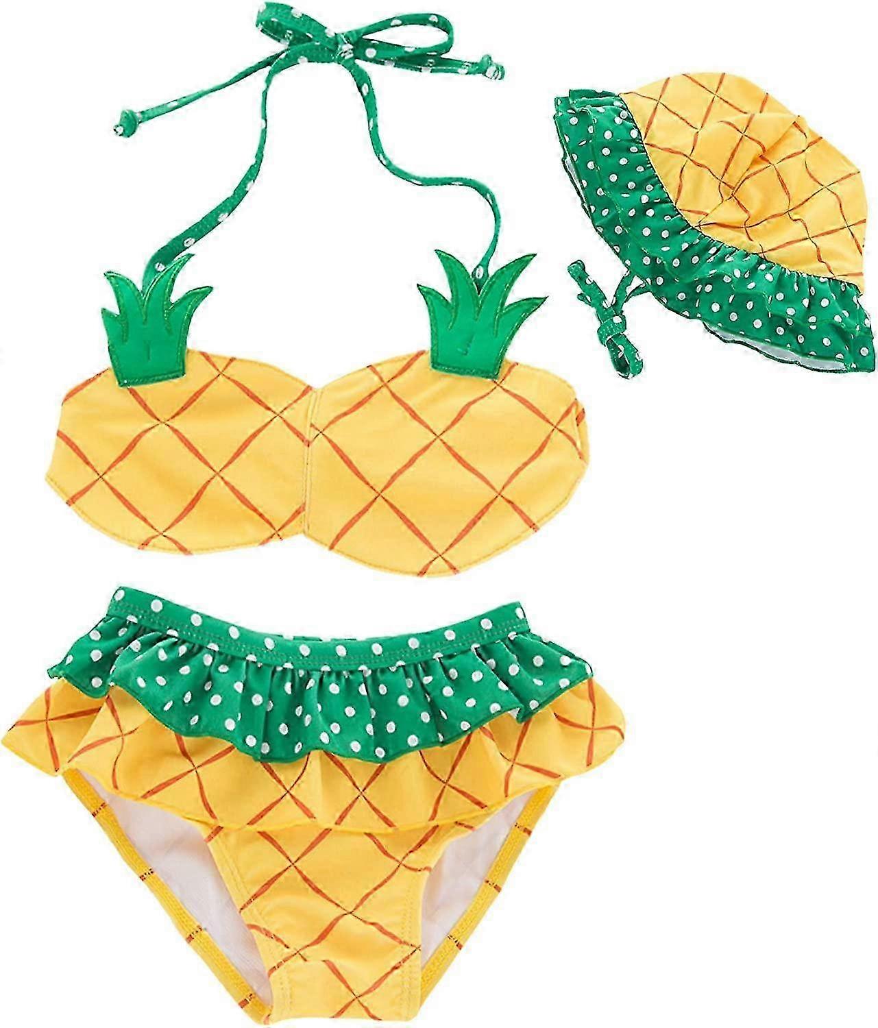 Baby piger badedragt 3 stk ananas halter badetøj