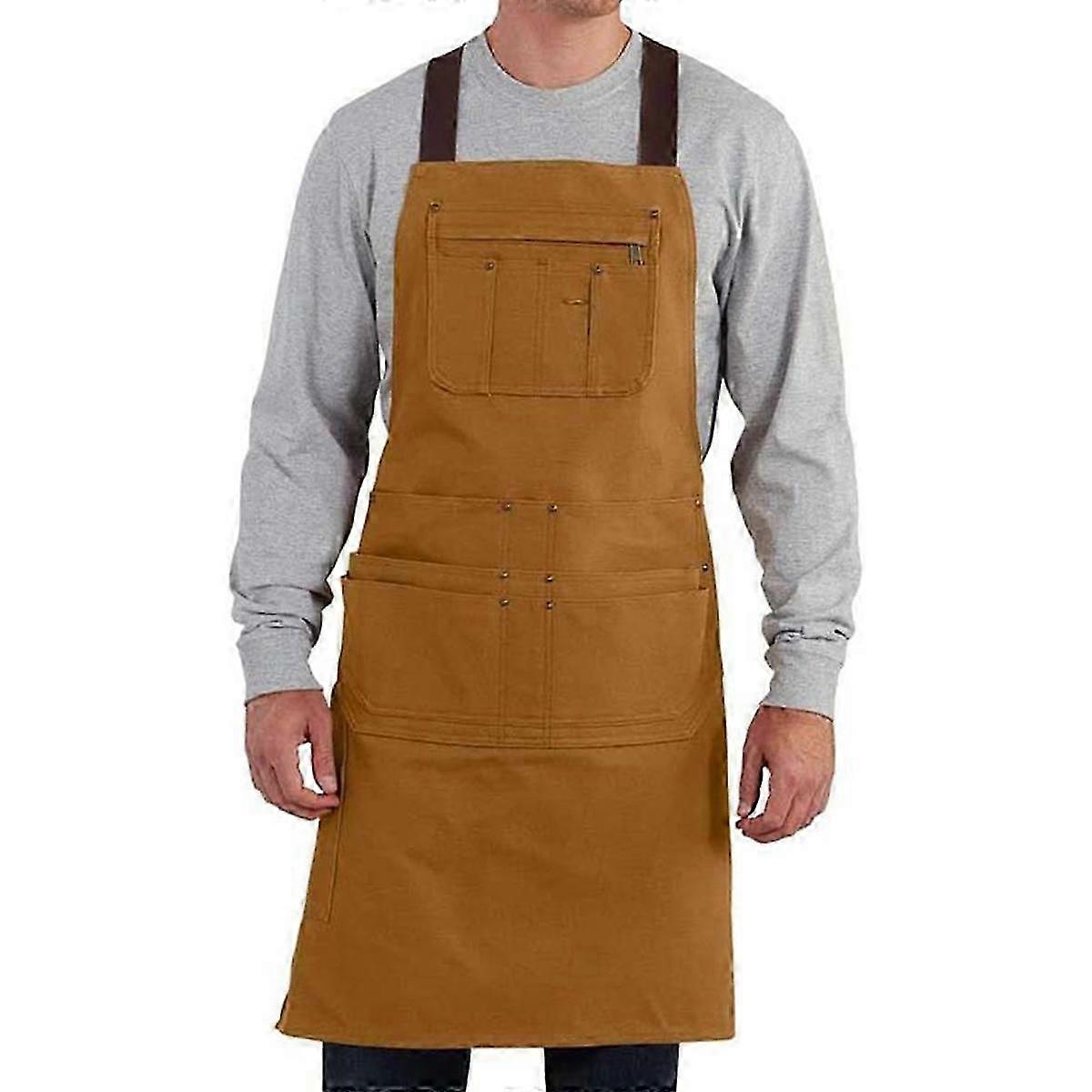 Canvas Apron Multi Pocket Workwear , Mens Sturdy Duck Apron, Grillers Bar Woodworker Apron