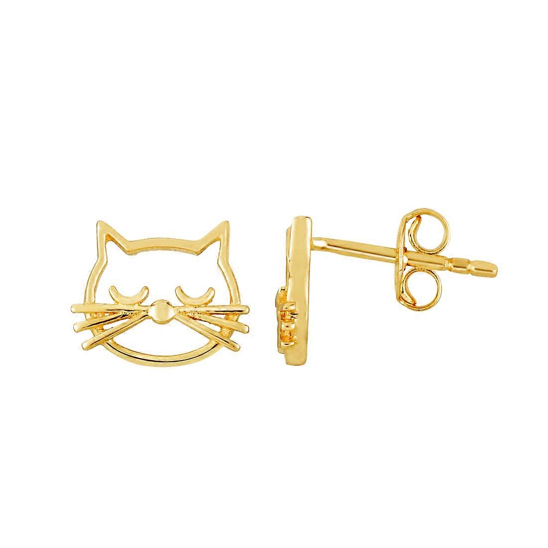 14k Yellow Gold Polished Earrings With Push Back Clasp Stud Earring for Women - 1.1 Grams