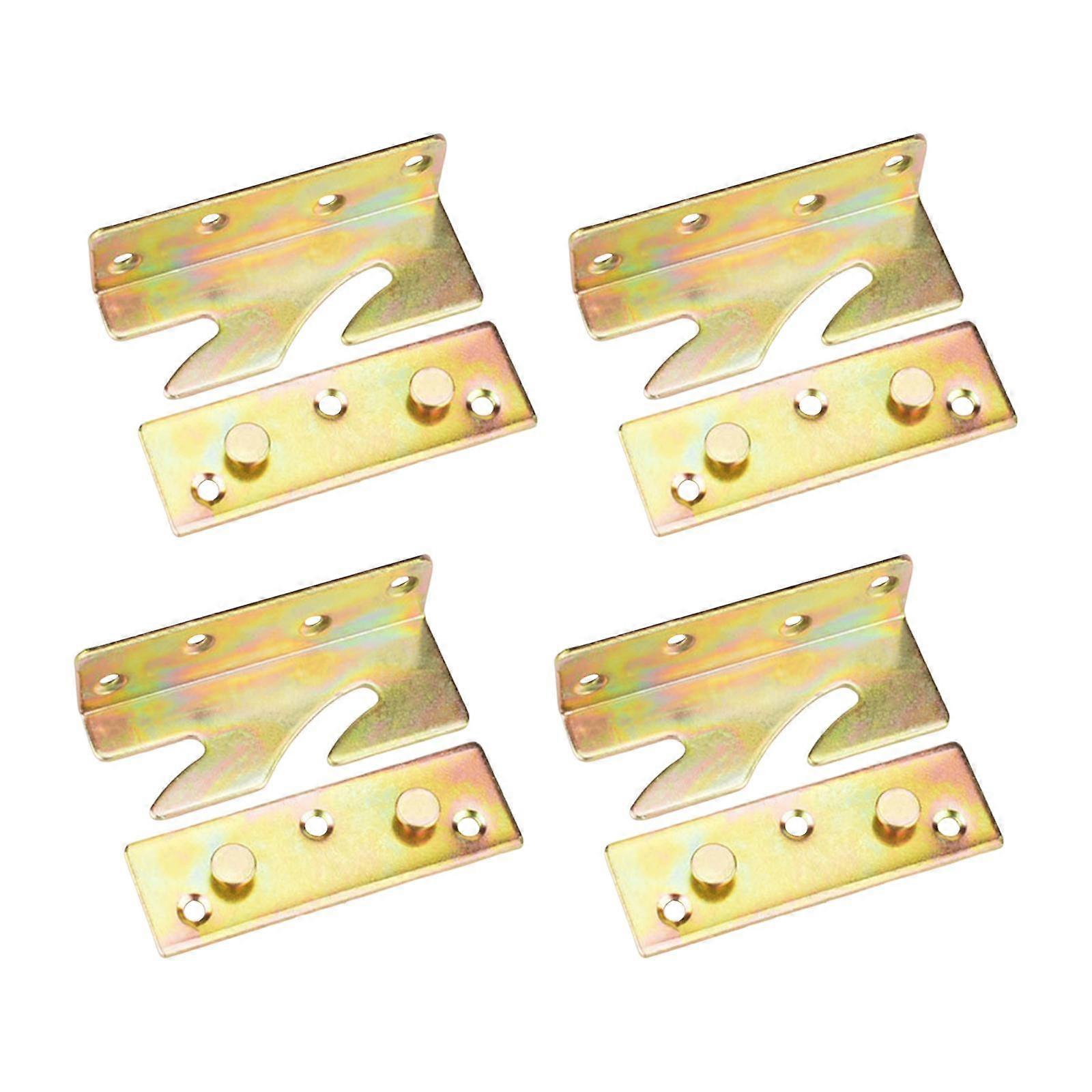Set of 4 Bed Hinge Rail Brackets Thickened Furniture Fastener Stable Spare Part