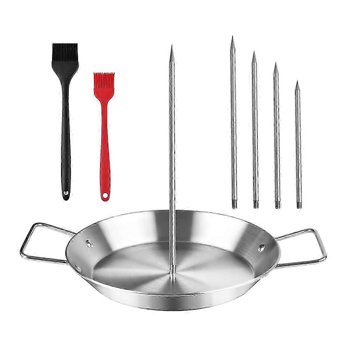 Adjustable skewer for grilling 5 vertical spikes 6-14 inch