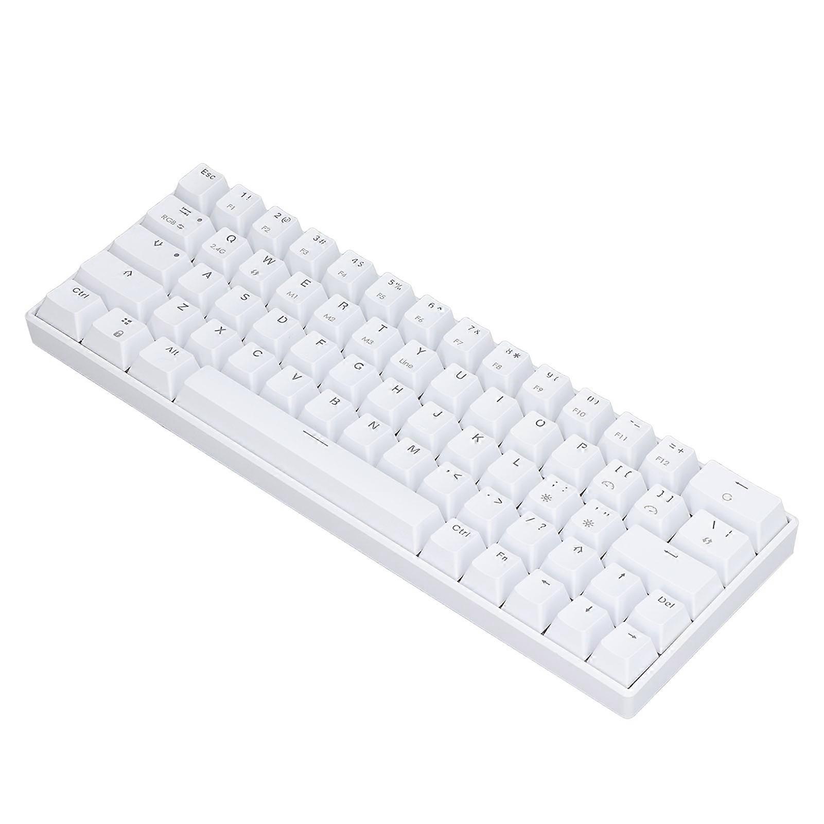 64-Key White RGB Mechanical Keyboard Wireless BT5.0 USB-C Wired