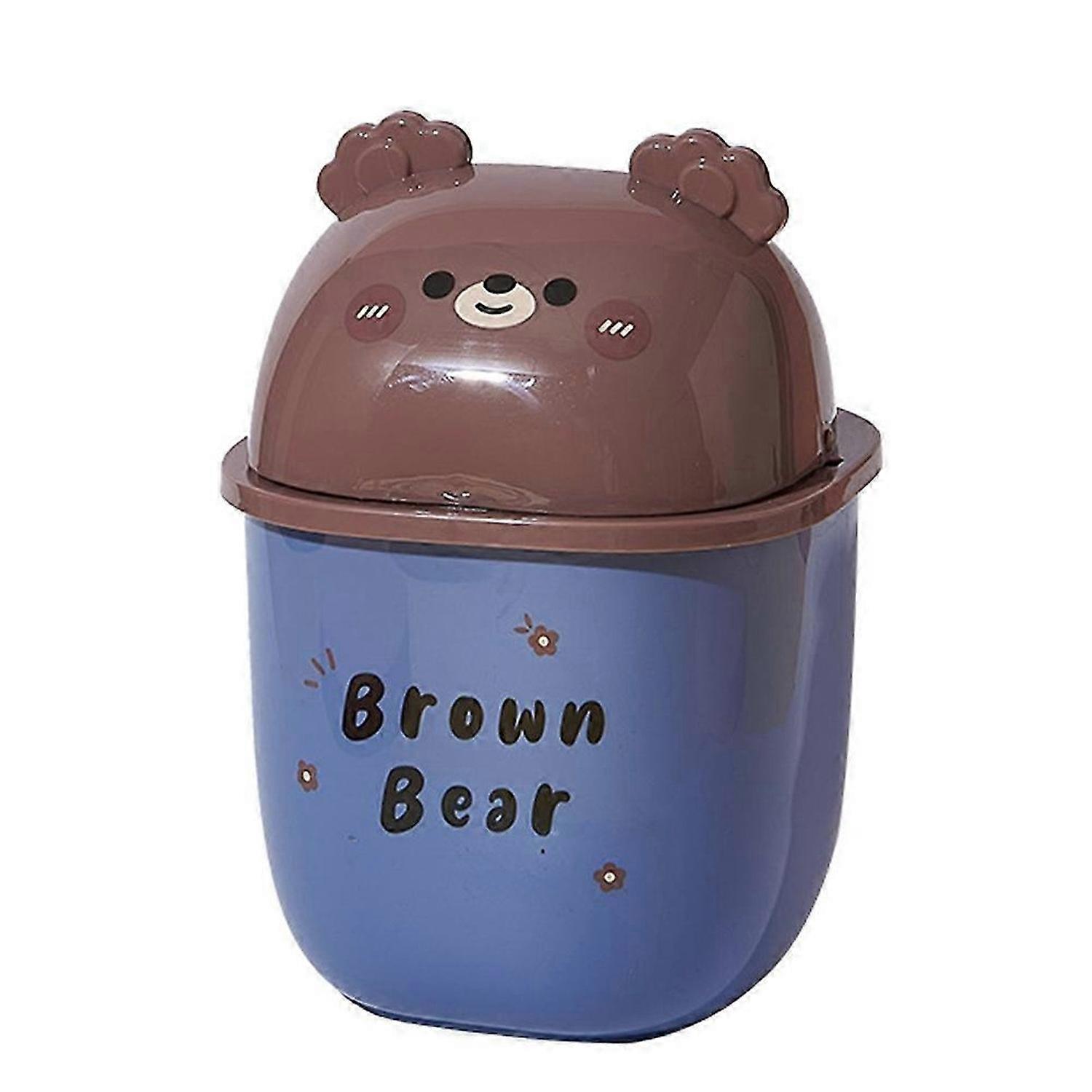 Countertop Garbage Can, with Lid, Cute Bear Countertop Trash Can-B