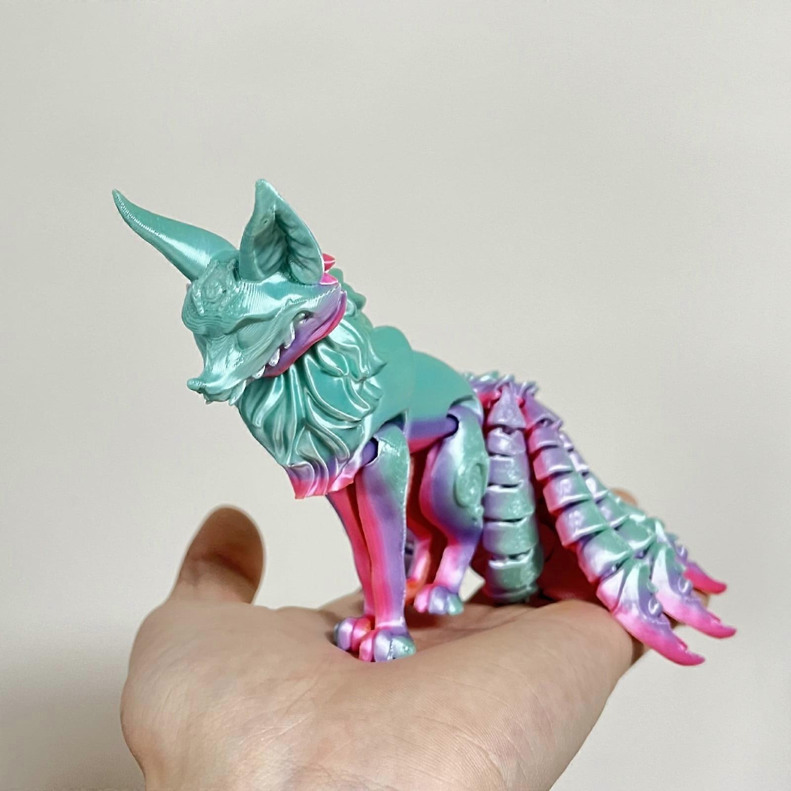 3D Printed Fox Action Figure Fine-Tailed Multi-Jointed Movable Desktop Display