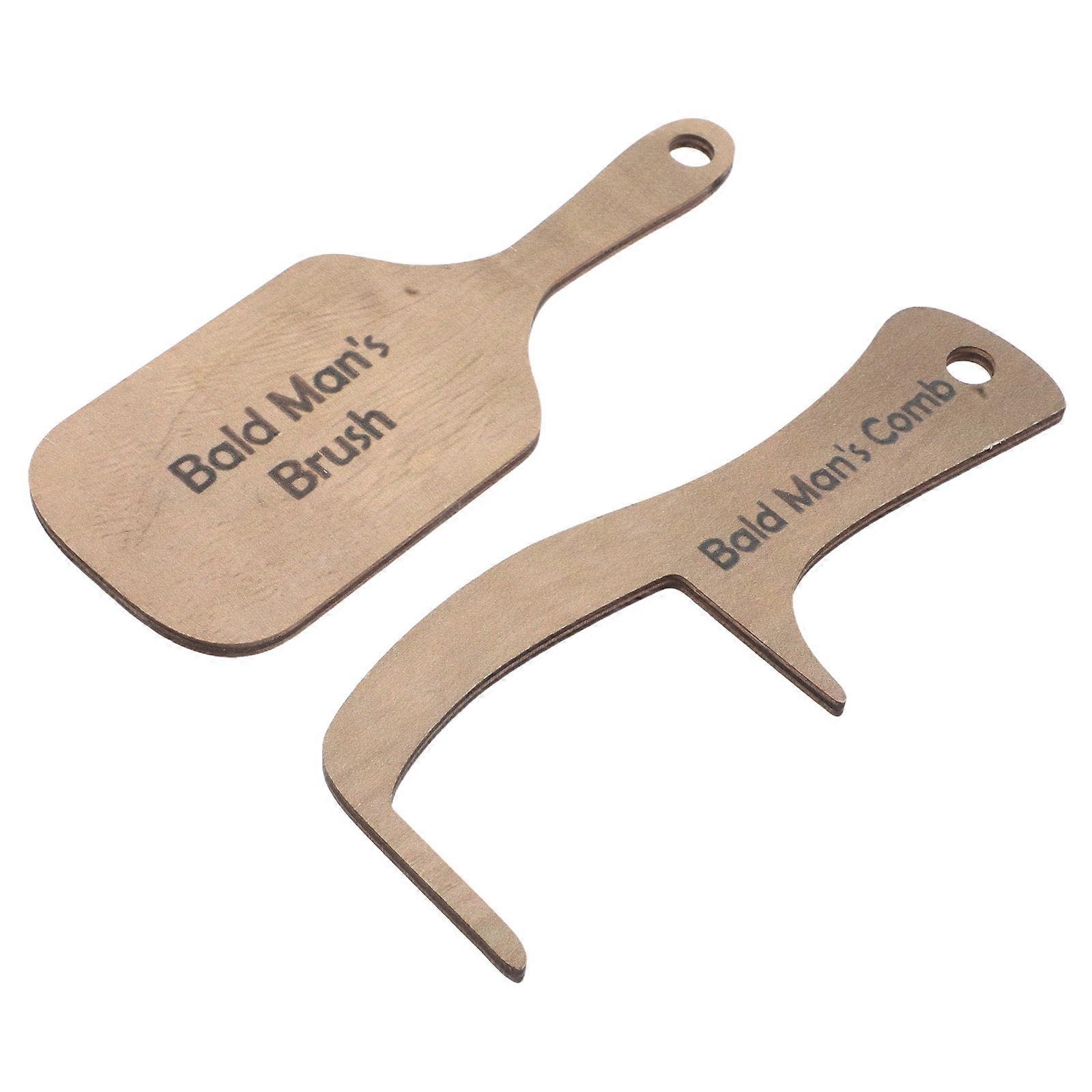 Prank Bald Comb Wooden Hairless Grooming Tool for Men 4Pcs