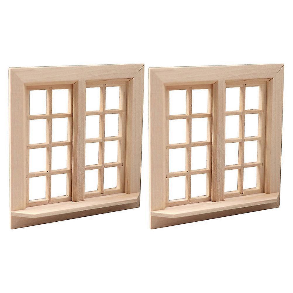 Miniature Wooden Window Frames for Dollhouse Furniture with 6Pcs