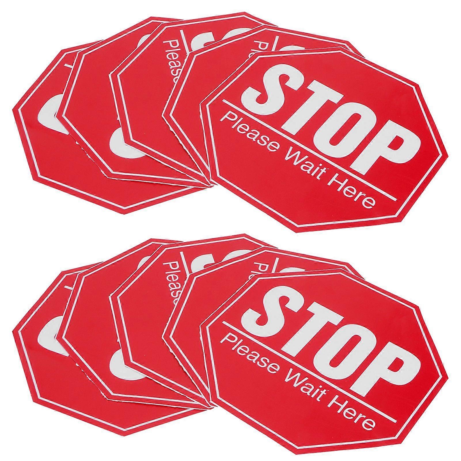 2 Set Floor Stop Sign Sticker Safety Distancing Floor Marker Warning Decal for Public Area Use