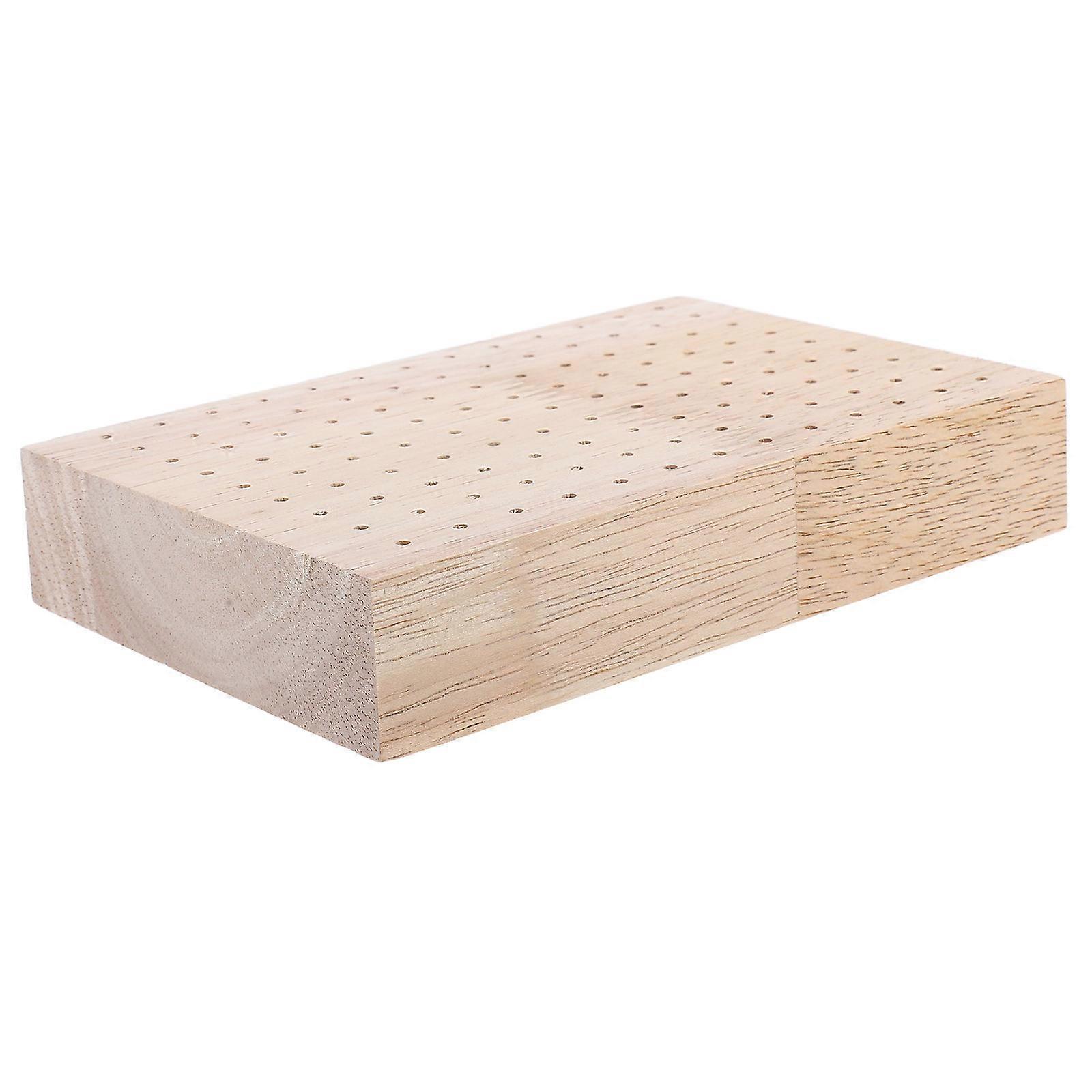 Light Yellow Wooden Food Skewer Holder for Party 5Pcs Rectangular Stand