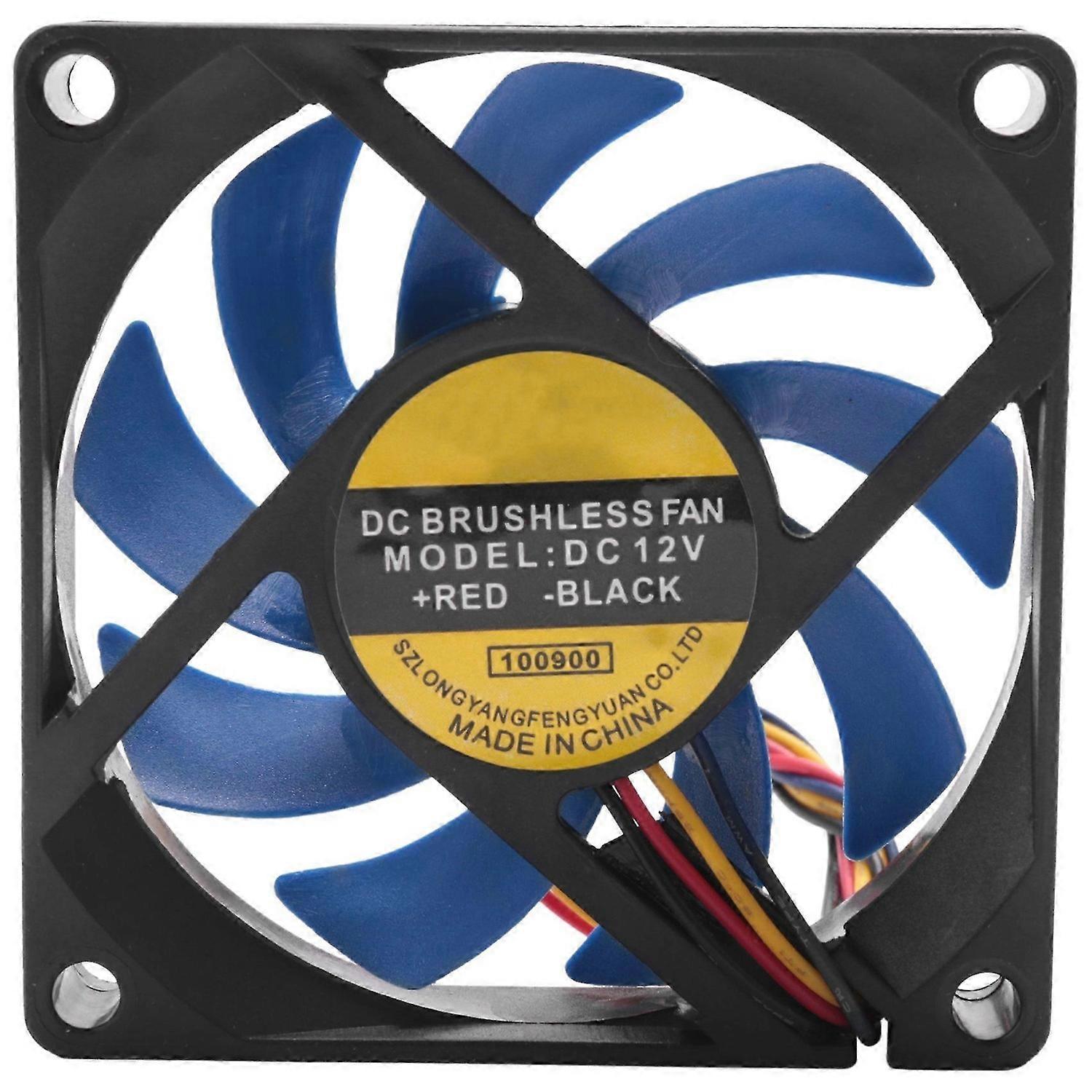 12V DC 32 70mm 4-benet computertaske CFM PWM CPU PC Fan Blå & Sort