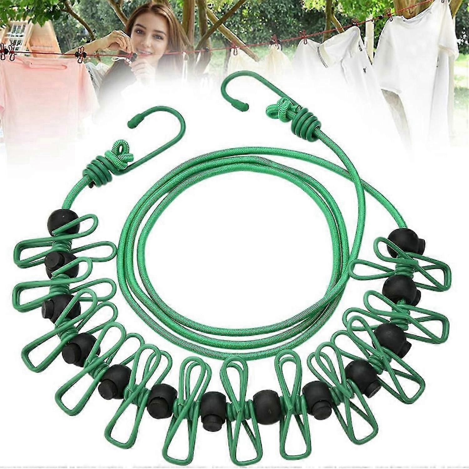 Clothesline, portable clothesline with clothespins,Black