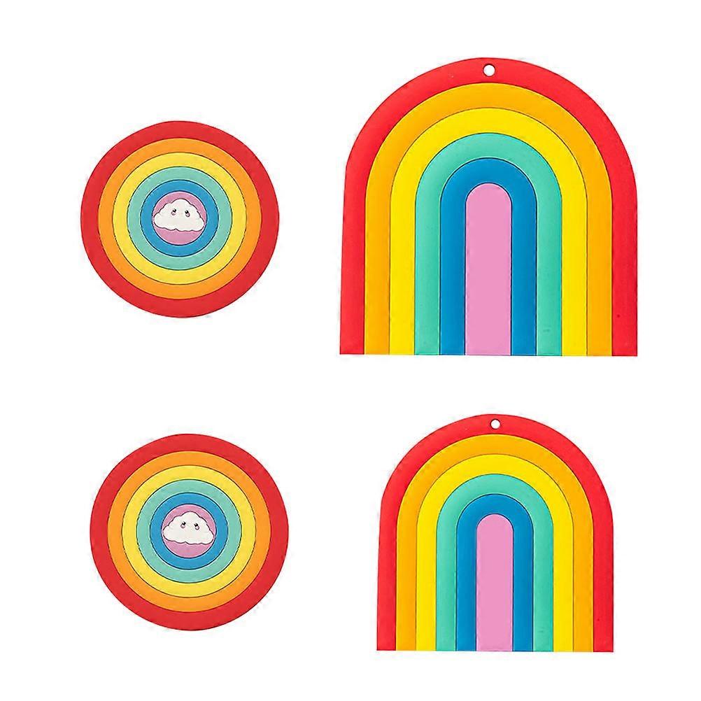Heat Resistant Pvc Placemat Rainbow Shaped Table Cushions Assorted Color Table Protection 4Pcs