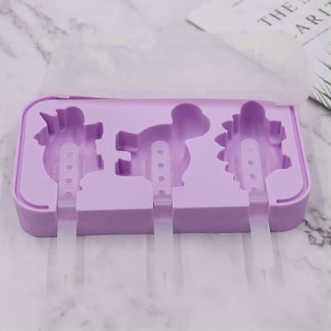 Dinosaur-Shaped Silicone Popsicle Molds with Lids and Sticks for Kids - Stackable and Leak-Proof Design