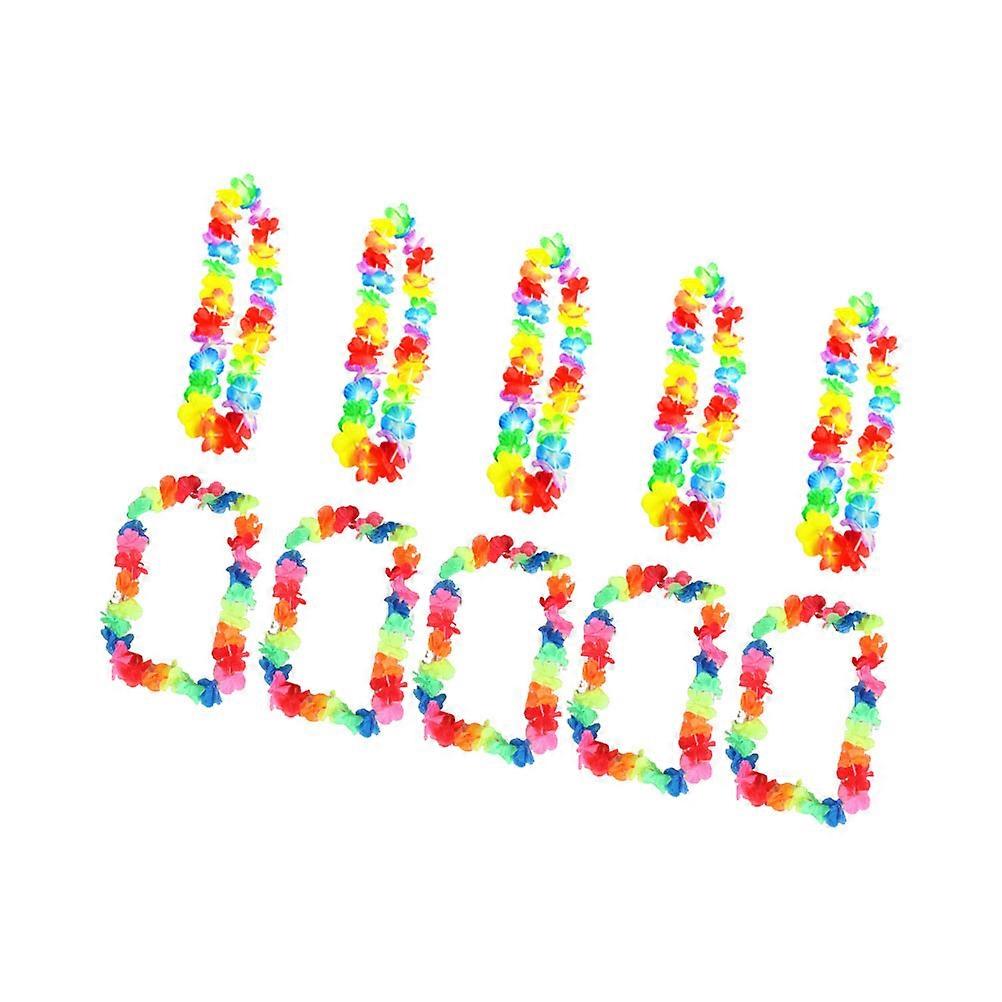 Hawaiian Necklace Flower 10Pcs Floral Garland Accessory For Women Assorted Color Photo Prop