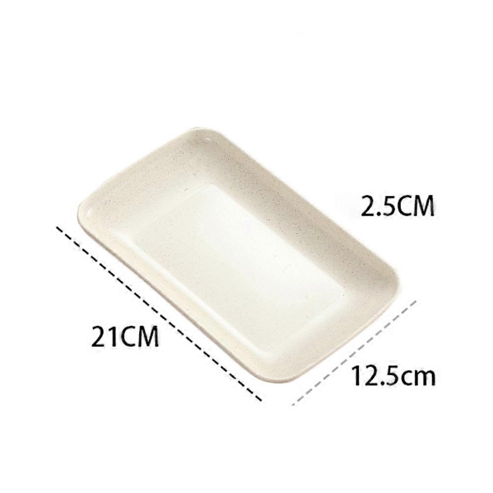 4Pcs Rectangular Dinner Plate for Cooking Beige Household Use