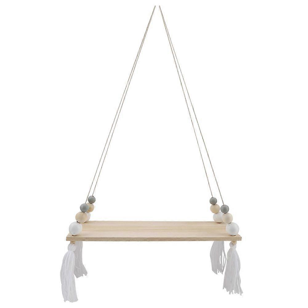 Wall Hanging Round Beads Shelf Storage Rack DIY Home Wall Hanging Decor (White Gray)
