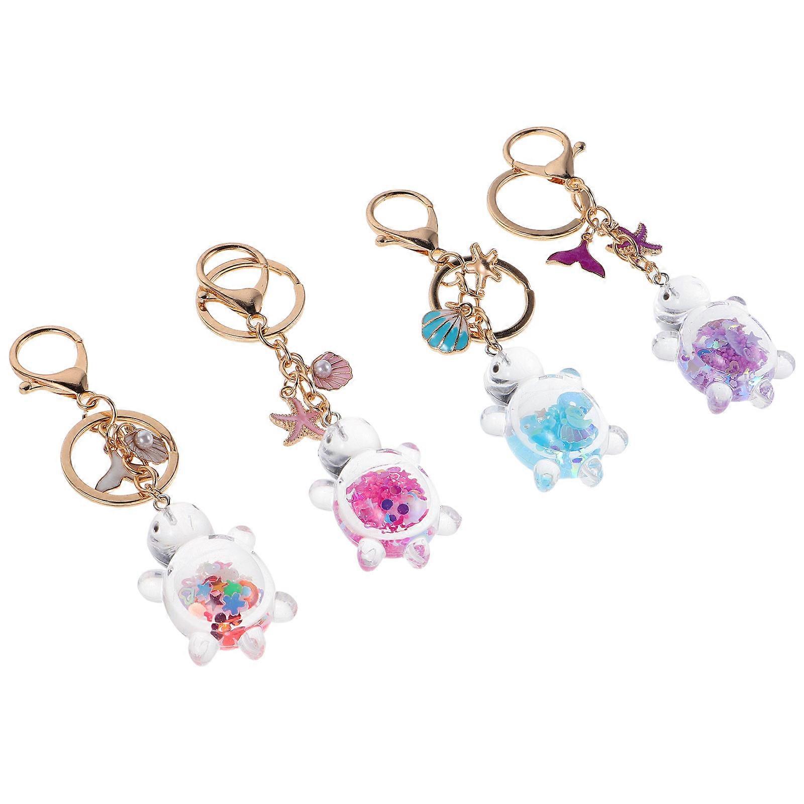 Cute Turtle Keychain with Glow Sequins for 4Pcs Decorative Use
