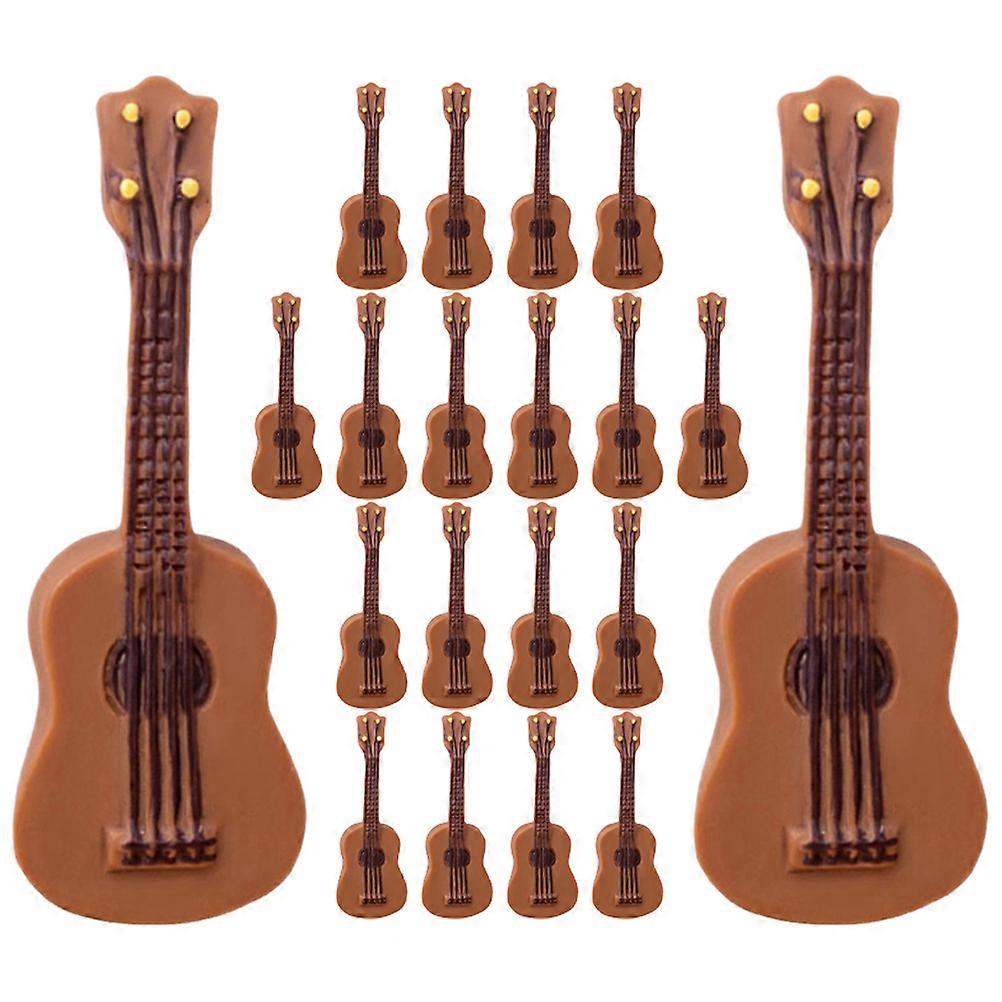 Miniature Guitar for Mini House Decor 125Pcs Brown Resin Small Musical Instruments
